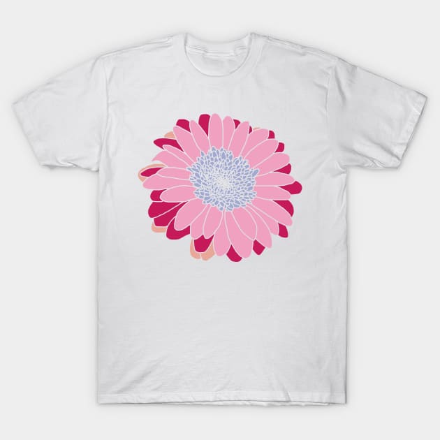 Painted Daisy Flower in Pink and Blue Graphic T-Shirt by ellenhenryart